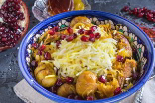 Плов с бараниной, каштанами и гранатом Говурма