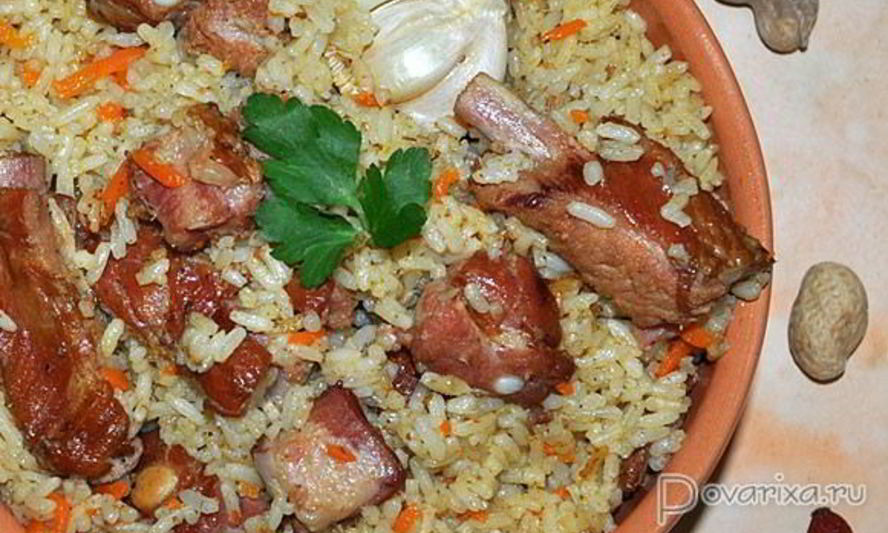 Рецепт плова с копчеными ребрышками