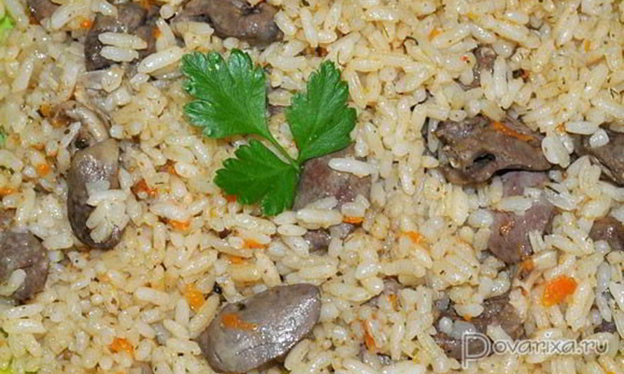 Рецепт плова с куриными сердечками