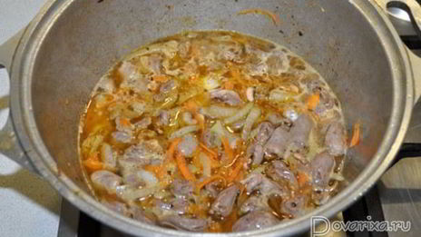 плов с куриными сердечками