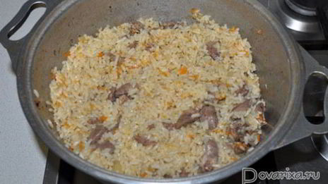 плов с куриными сердечками