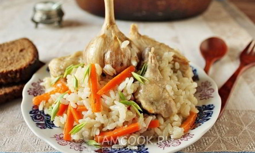 Рецепт плова с курицей в утятнице на плите