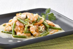 Рагу из стручковой фасоли с креветками