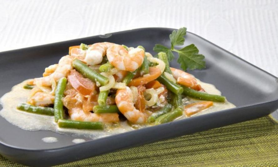 Рецепт рагу из стручковой фасоли с креветками