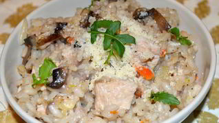 Непьяное ризотто с индейкой и грибами портобелло