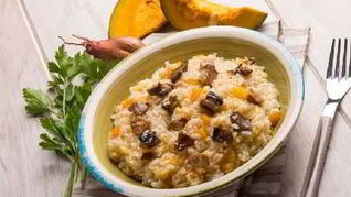 Осеннее ризотто с грибами и тыквой