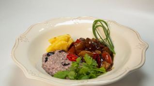 Пряная индейка с виноградным ризотто