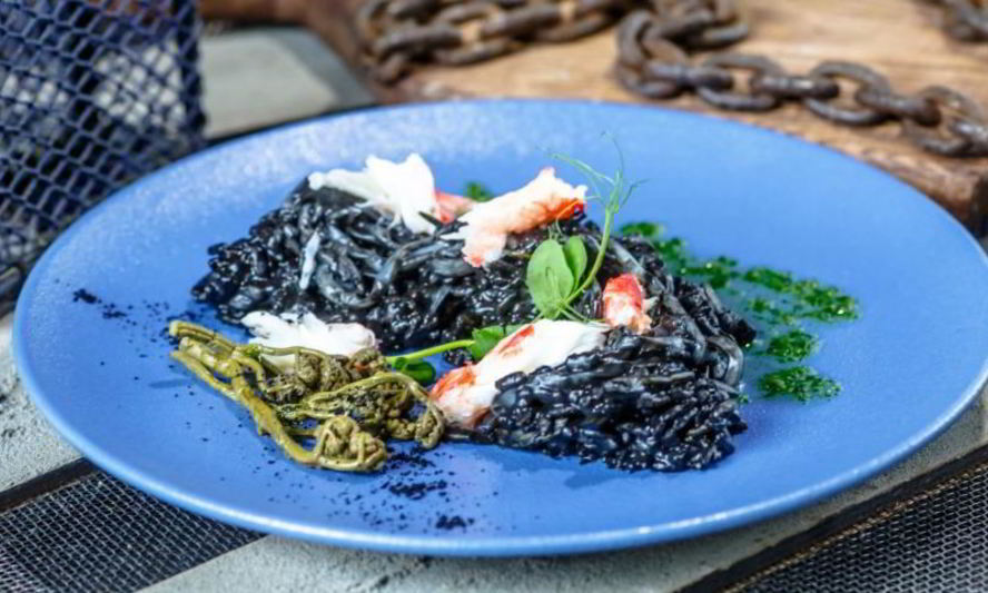 Рецепт ризотто с кальмаром и крабом