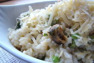 Ризотто с горошком с мидиями