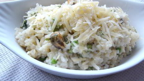 ризотто с горошком с мидиями