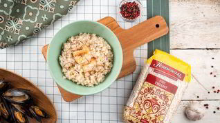 Ризотто с креветками и мидиями