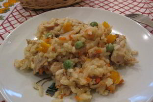Ризотто с курицей и овощами