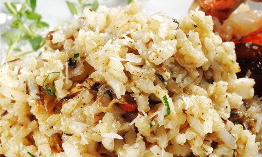 Рецепт ризотто с шампанским, креветками и гребешками