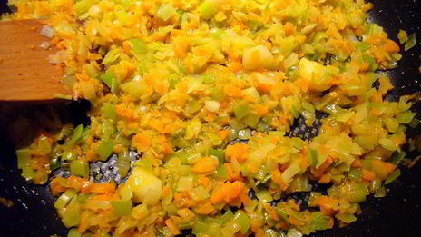 ризотто с шампиньонами и овощами