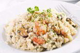Ризотто в креветками и мидиями