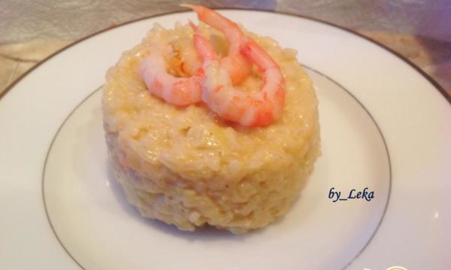 Рецепт яблочного ризотто с креветками