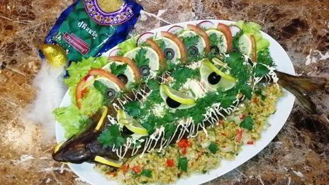 горбуша, фаршированная булгуром