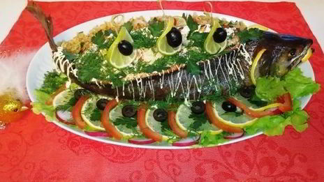 горбуша, фаршированная булгуром