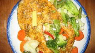 Семга жареная с гарниром