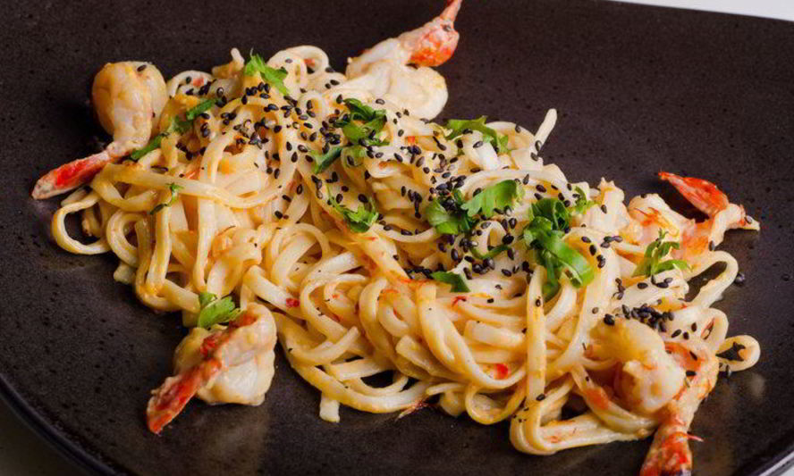 Рецепт шафрановой лапши с креветками