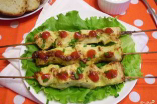 Куриные шашлычки на шпажках в духовке