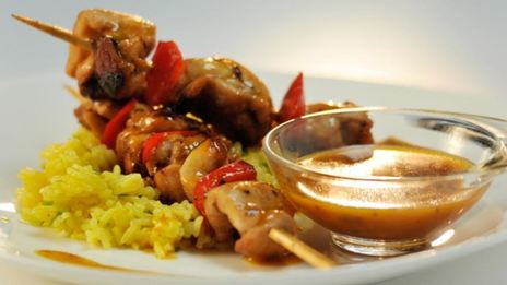 куриные шашлычки в мандариновом соусе