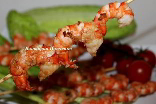 Шашлычки из креветок с кунжутом
