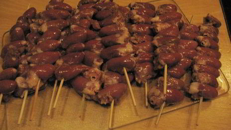 шашлычки из куриных сердечек