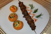 Шашлычок с запечеными фаршированными репками