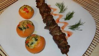 Шашлычок с запечеными фаршированными репками