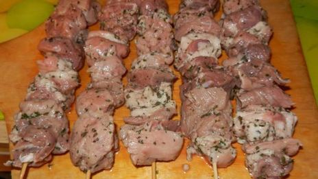 шашлычок с запечеными фаршированными репками