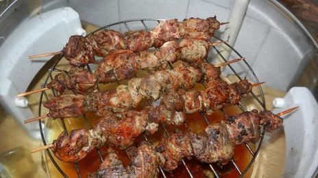 шашлычок с запечеными фаршированными репками