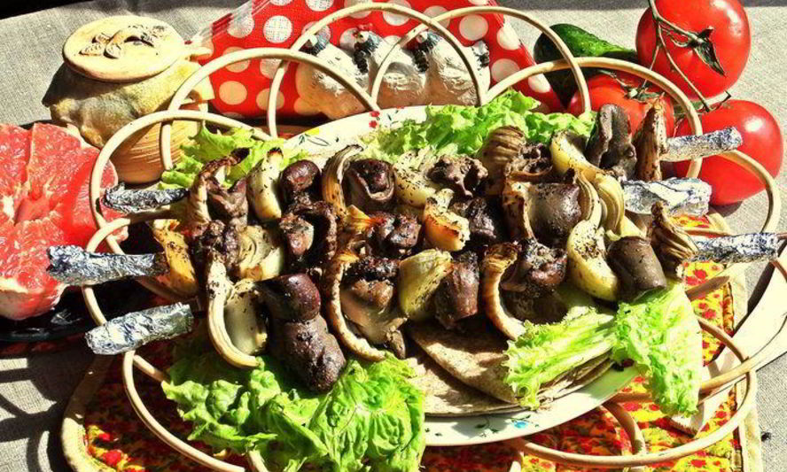 Рецепт шашлыка из печенки с луком и фенхелем