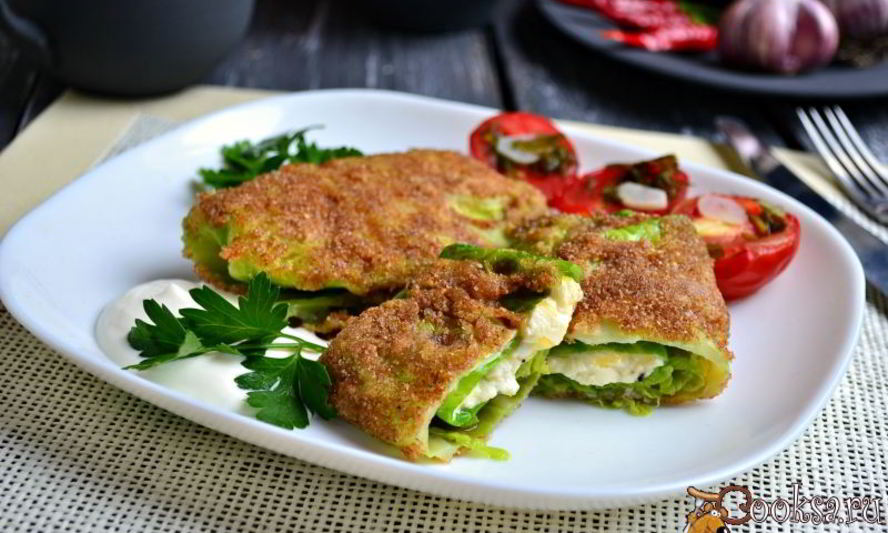 Рецепт шницелей из савойской капусты с сыром