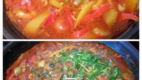 свиные шницели, запеченные в остром цыганском соусе