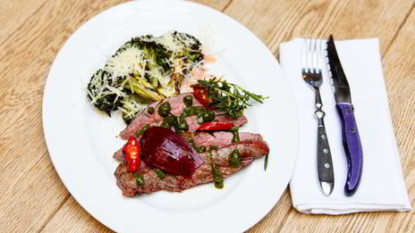 фленк стейк с брокколи