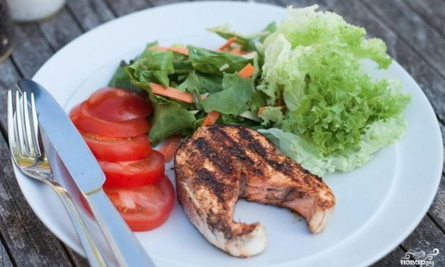 Рецепт стейка из лосося на гриле