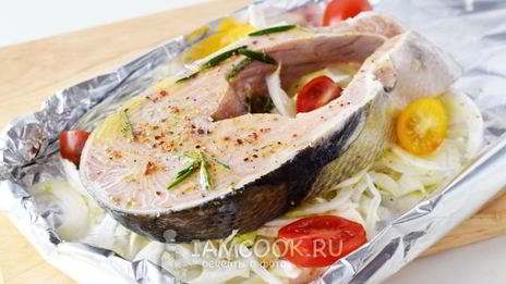 стейк лосося в духовке