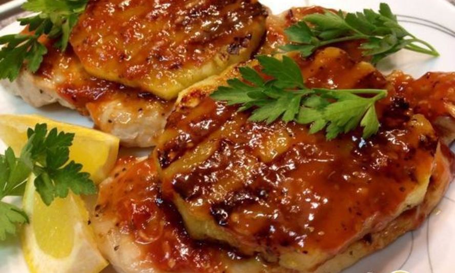 Рецепт свиного стейка-гриля с ананасом