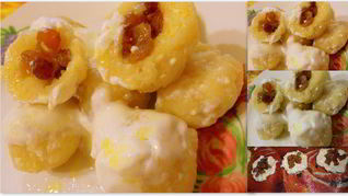 Ленивые вареники с имбирем, фаршированные изюмом