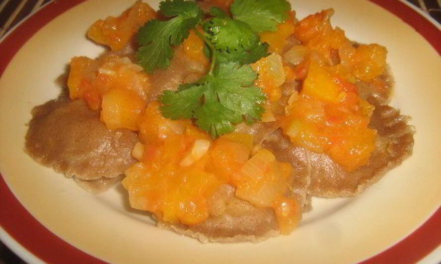 Рецепт ржаных вареников с тыквой на пару, постные