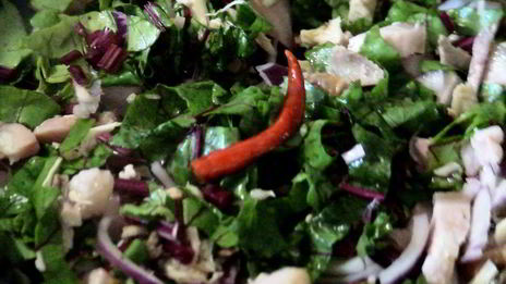 яичная лапша с грудинкой