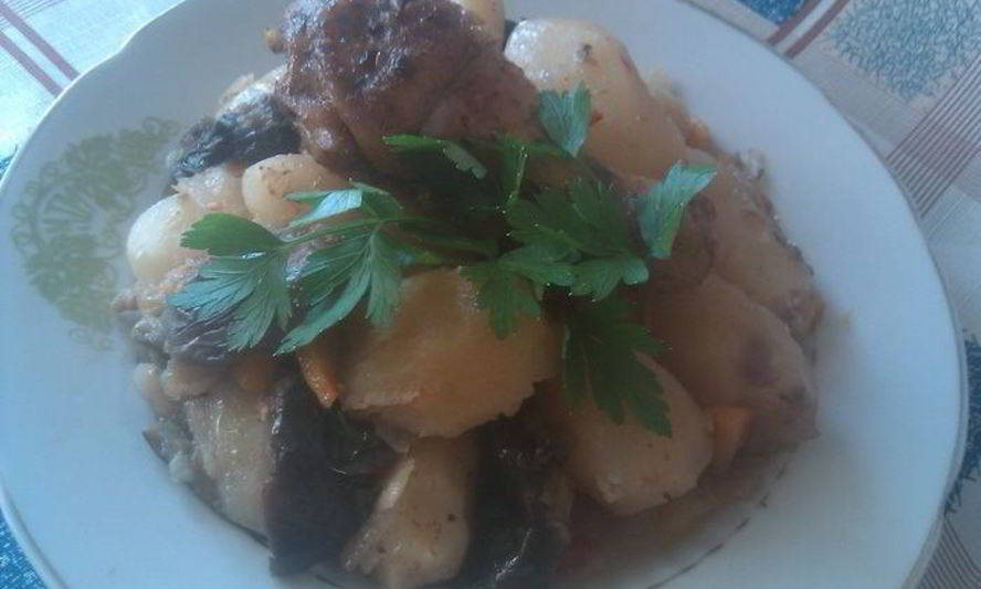 Рецепт жаркого из курицы с картофелем и баклажанами
