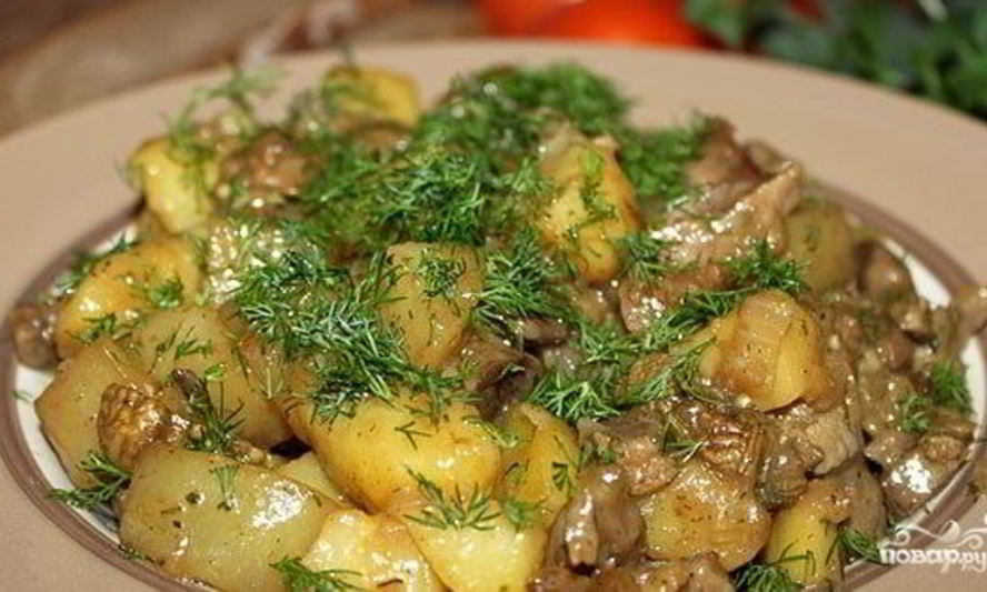 Рецепт жаркого из желудков куриных