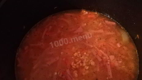 гороховая каша с колбасой