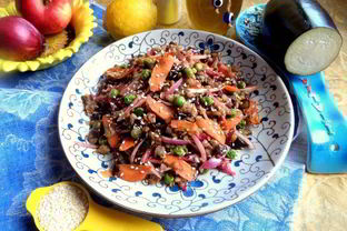 Гречка с баклажаном и морковкой