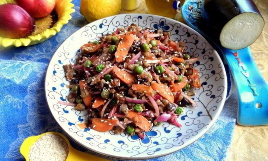 Рецепт гречки с баклажаном и морковкой