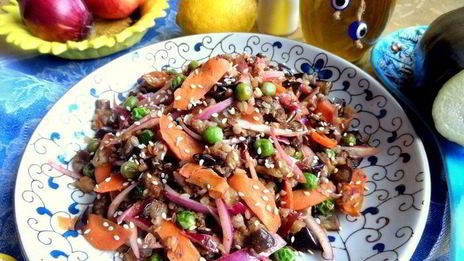 гречка с баклажаном и морковкой