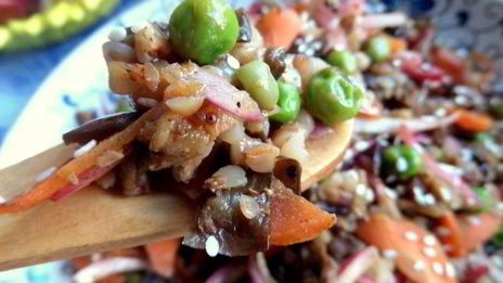 гречка с баклажаном и морковкой