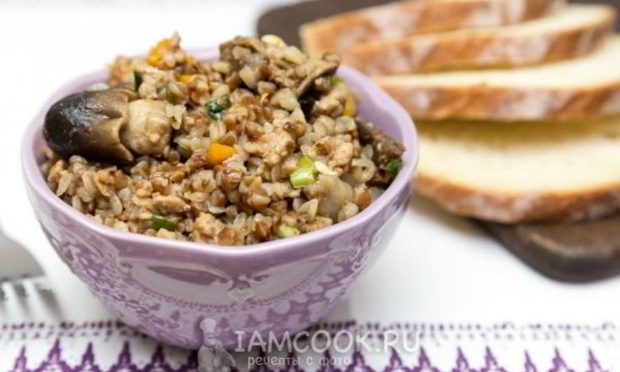 Рецепт гречки с фаршем и грибами